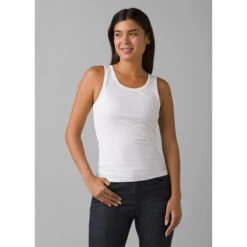 Prana Women's Foundation Rib Tank -Active Wear Shop 1971001 WHITE 1