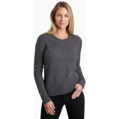 KUHL Women's Faye Sweater -Active Wear Shop 4422 Faye Sweater Pavement Front ae2a9e54 deab 4d48 b29a 489a3cda923e