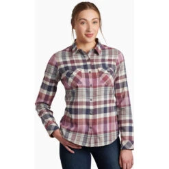 KUHL Women's Tess Flannel Long Sleeve -Active Wear Shop 8457 Tess Flannel Deep Blush Front