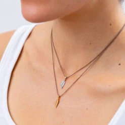 Tiny Charm Necklace - 16" -Active Wear Shop Bronwen TCFeather GoldSilver