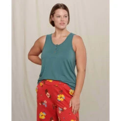 Women's Piru Henley Tank -Active Wear Shop T1002107 SILVER PINE 1 1