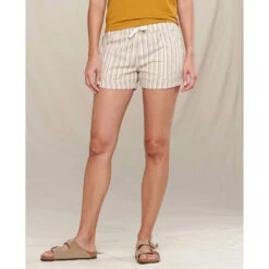 Women's Taj Hemp Short -Active Wear Shop T1312008 EGRET THIN STRIPE 1