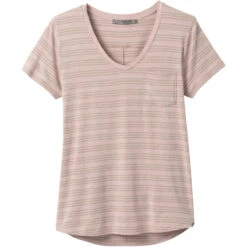 Prana Women's Foundation Short Sleeve Vneck -Active Wear Shop W11170142 SPARROWHEATHERSTRIPE ALT 9