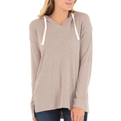 Women's Bamboo Waffle Hoody -Active Wear Shop W Waffle Hoody Dune 1