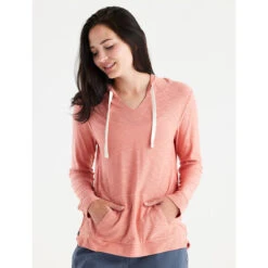 Women's Bamboo Slub Hoodie -Active Wear Shop slub hoody bright clay women 1
